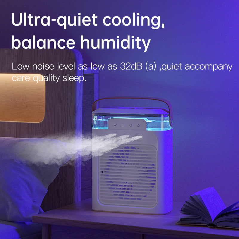 Load image into Gallery viewer, Summer fan humidification USB three-hole spray mini cold air fan
