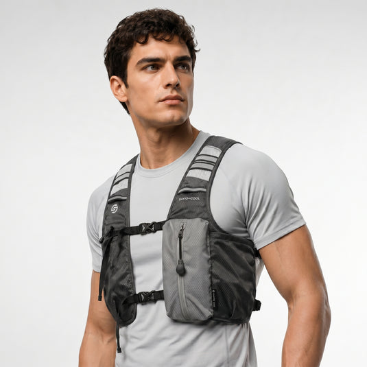 Charcoal Gray 3-Ice-Pack Cooling Hydration Vest Backpack