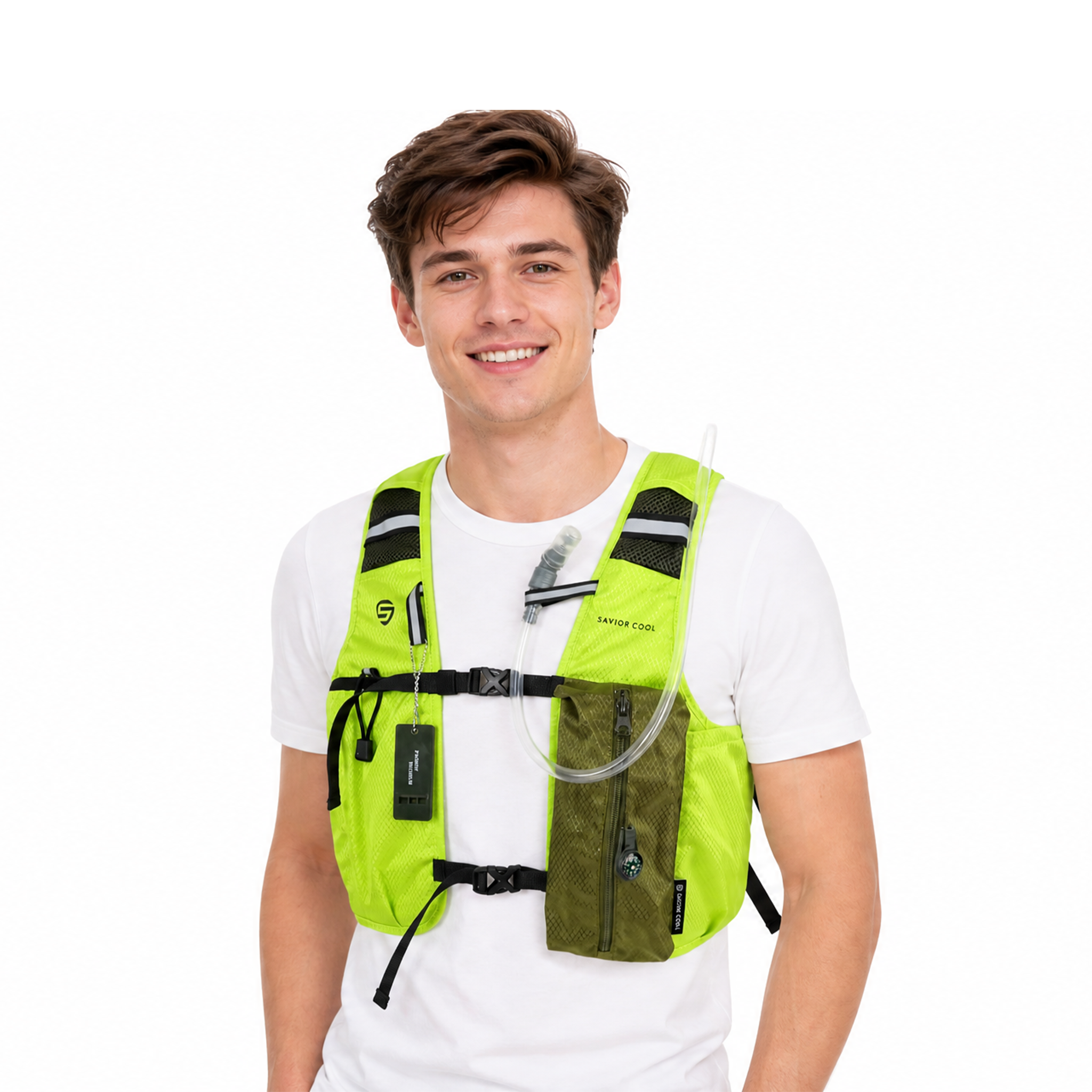 Neon Green 3-Ice-Pack Cooling Hydration Vest Backpack