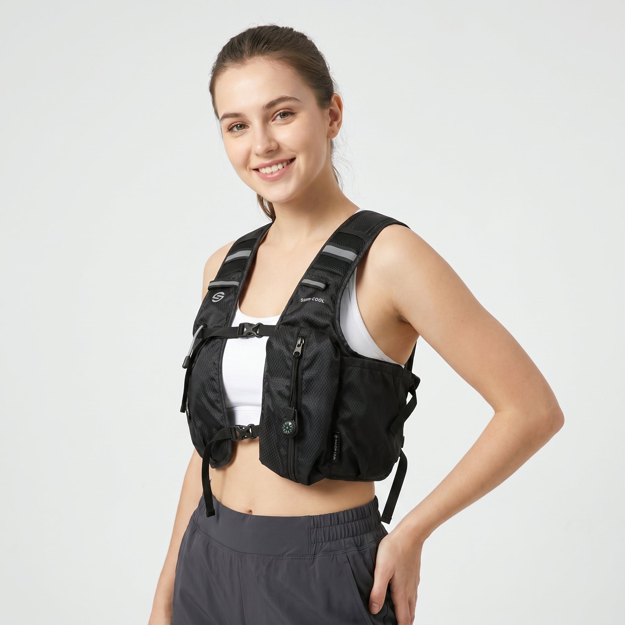 Midnight Black 3-Ice-Pack Cooling Hydration Vest Backpack