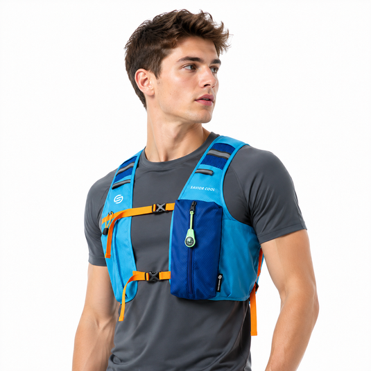 Sky Blue 3-Ice-Pack Cooling Hydration Vest Backpack