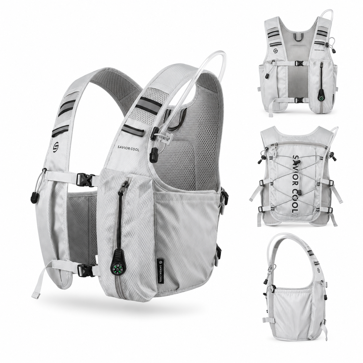 Pearl White 3-Ice-Pack Cooling Hydration Vest Backpack