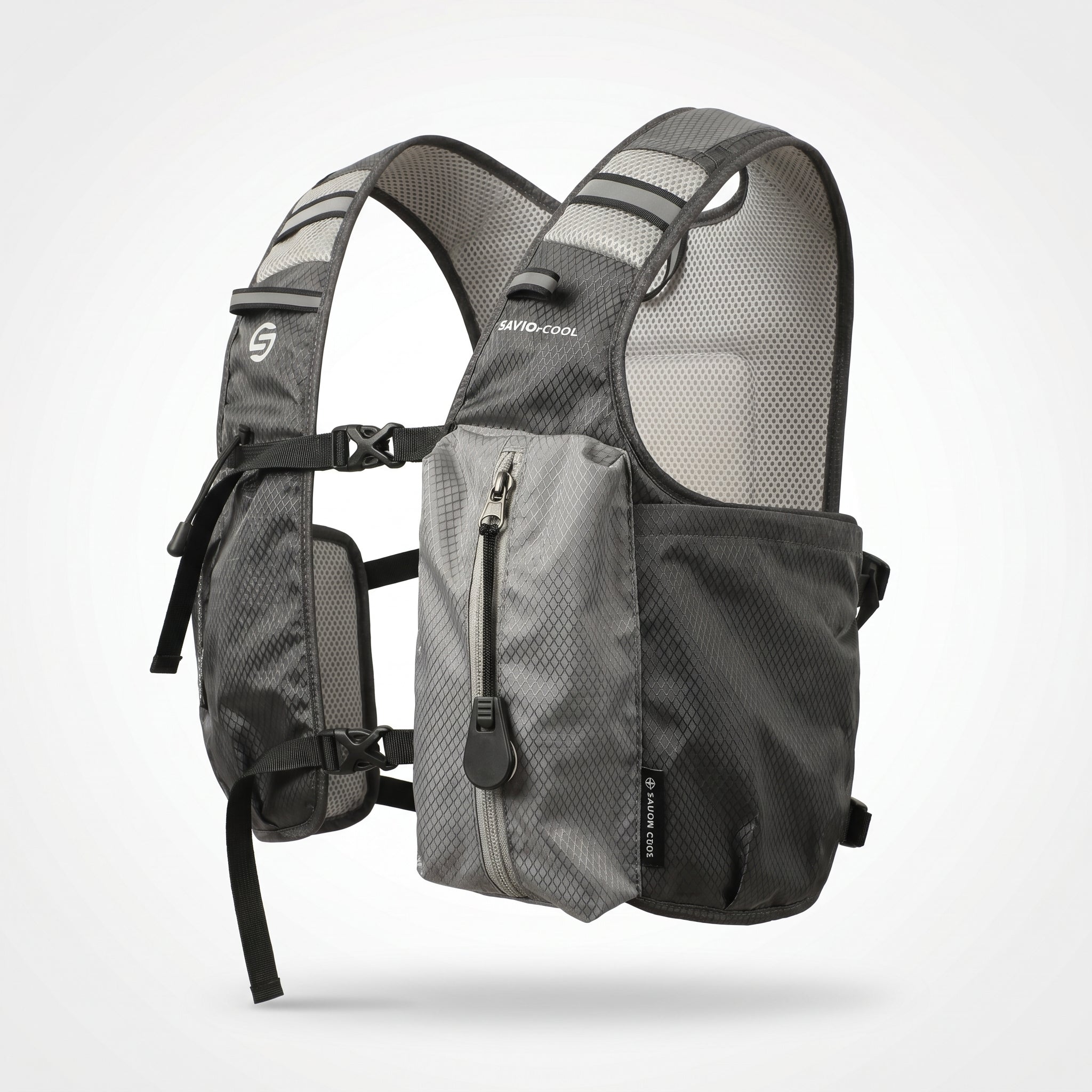 Charcoal Gray 3-Ice-Pack Cooling Hydration Vest Backpack