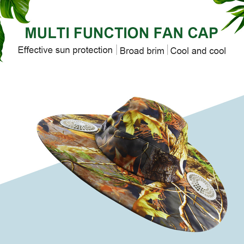 Load image into Gallery viewer, Sun Hat with 2 Fans Wide Brim Fishing Hats Summer UV Protection Fishing Boonie Hat
