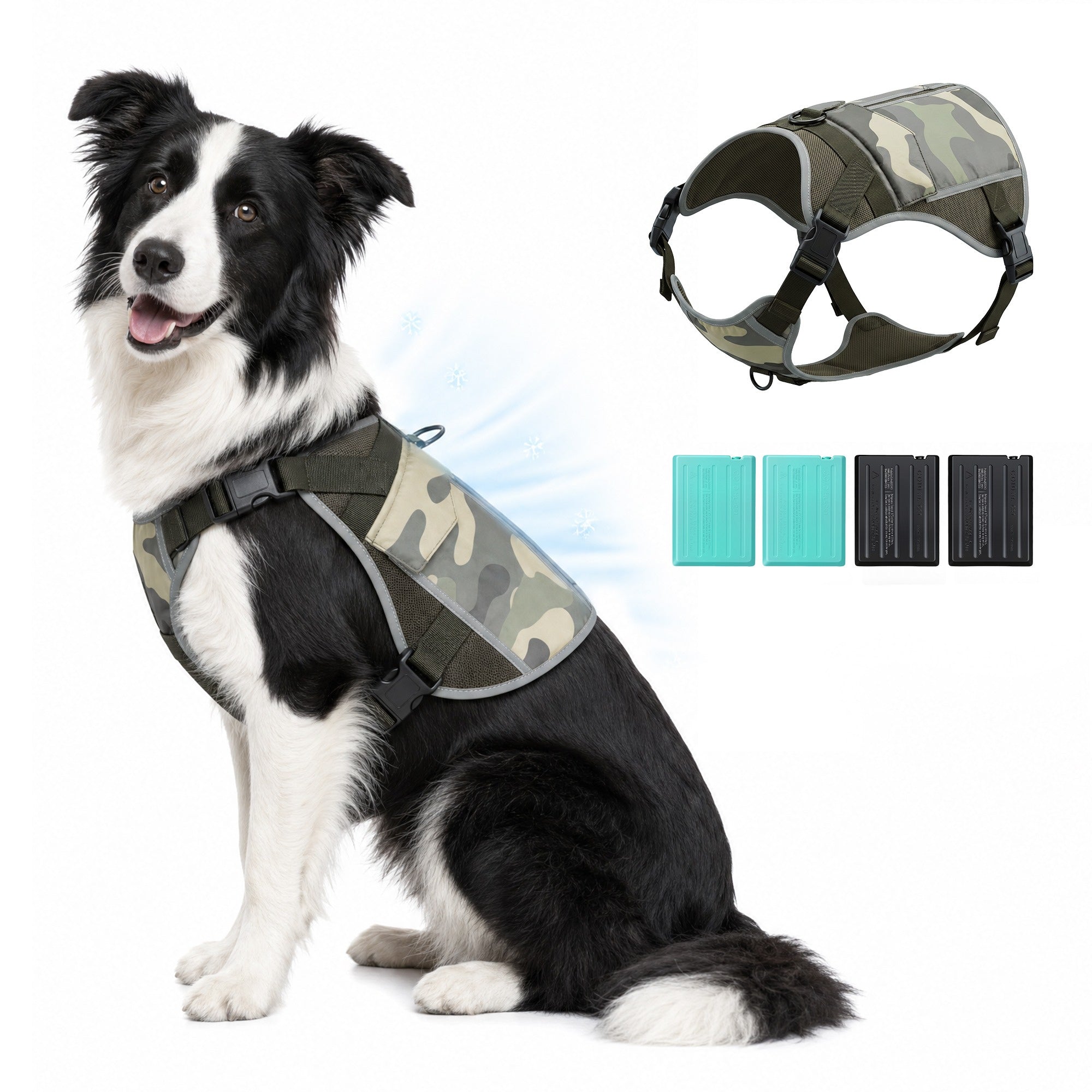 Dog Cooling Vest Harness with 4 Ice Packs – Lightweight Summer Cooling Jacket for Medium & Large Dogs