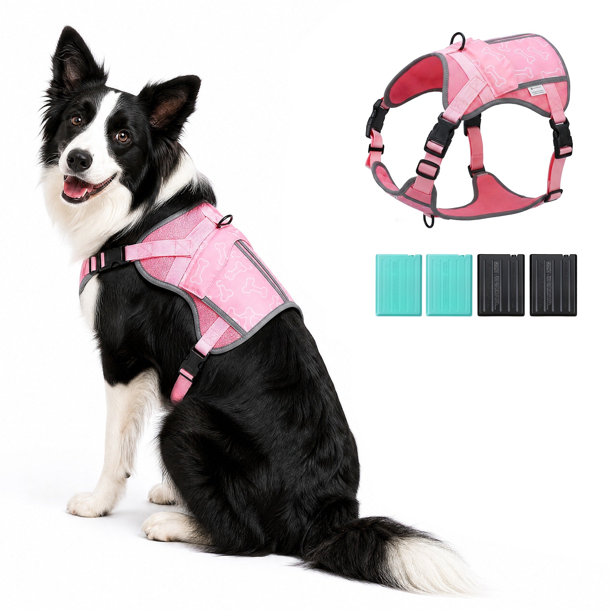 Dog Cooling Vest Harness with 4 Ice Packs – Lightweight Summer Cooling Jacket for Medium & Large Dogs