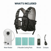 Midnight Black 3-Ice-Pack Cooling Hydration Vest Backpack