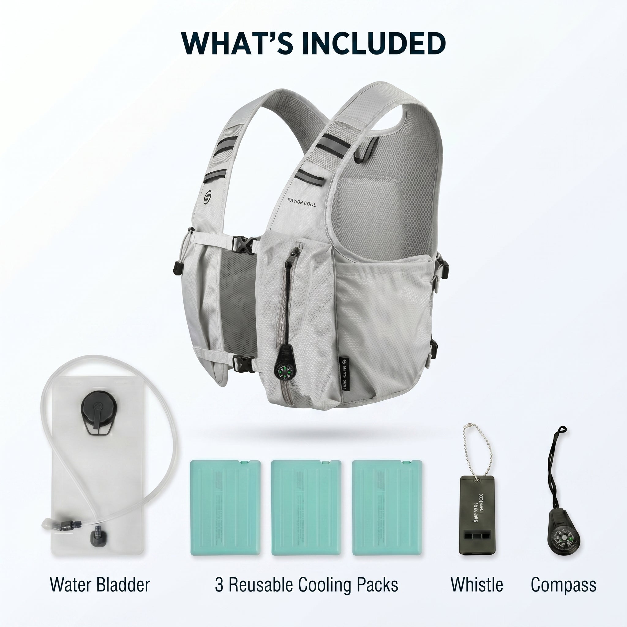 Pearl White 3-Ice-Pack Cooling Hydration Vest Backpack
