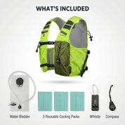 Neon Green 3-Ice-Pack Cooling Hydration Vest Backpack