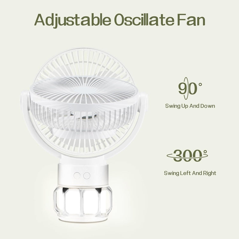 Load image into Gallery viewer, Camping Fan Battery Powered Fan with LED Lantern 10000mAh Portable Camping Fan Rechargeable Fan with Hook
