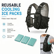 Midnight Black 3-Ice-Pack Cooling Hydration Vest Backpack