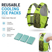 Neon Green 3-Ice-Pack Cooling Hydration Vest Backpack