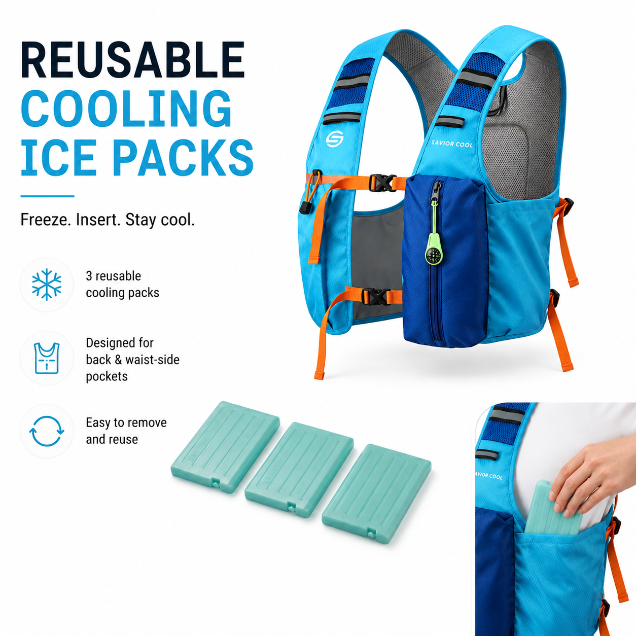 Cooling Hydration Vest with 3 Ice Packs