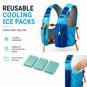 Sky Blue 3-Ice-Pack Cooling Hydration Vest Backpack