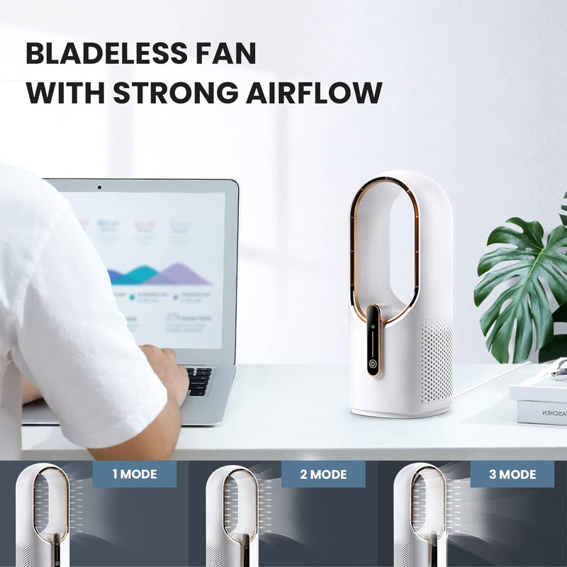 Load image into Gallery viewer, Bladeless Office Desk Fan Small, Quiet, 3 Speed Adjustment, Touch Control, Easy to Clean
