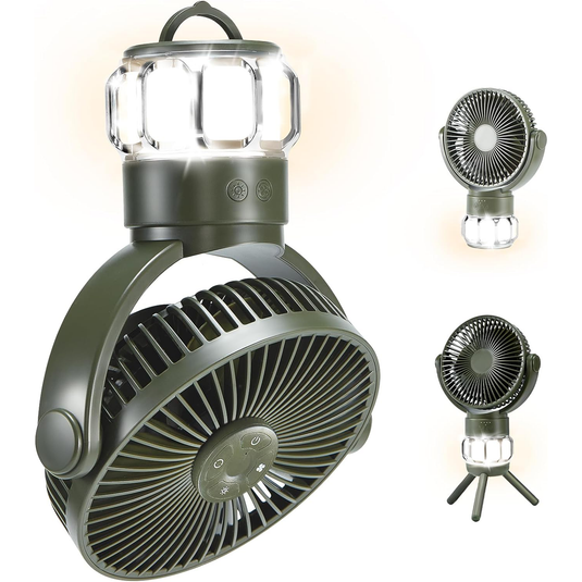 Camping Fan Battery Powered Fan with LED Lantern 10000mAh Portable Camping Fan Rechargeable Fan with Hook