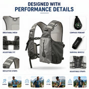 Charcoal Gray 3-Ice-Pack Cooling Hydration Vest Backpack