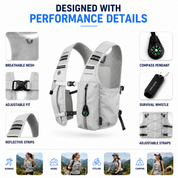 Pearl White 3-Ice-Pack Cooling Hydration Vest Backpack