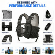 Midnight Black 3-Ice-Pack Cooling Hydration Vest Backpack