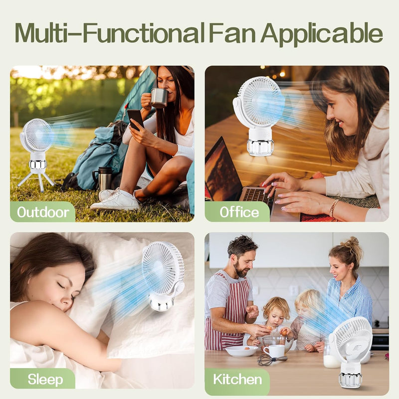 Load image into Gallery viewer, Camping Fan Battery Powered Fan with LED Lantern 10000mAh Portable Camping Fan Rechargeable Fan with Hook
