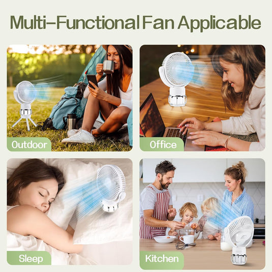 Camping Fan Battery Powered Fan with LED Lantern 10000mAh Portable Camping Fan Rechargeable Fan with Hook