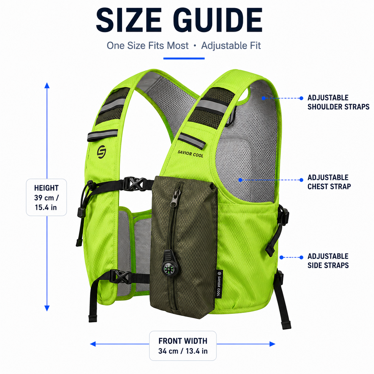 Neon Green 3-Ice-Pack Cooling Hydration Vest Backpack