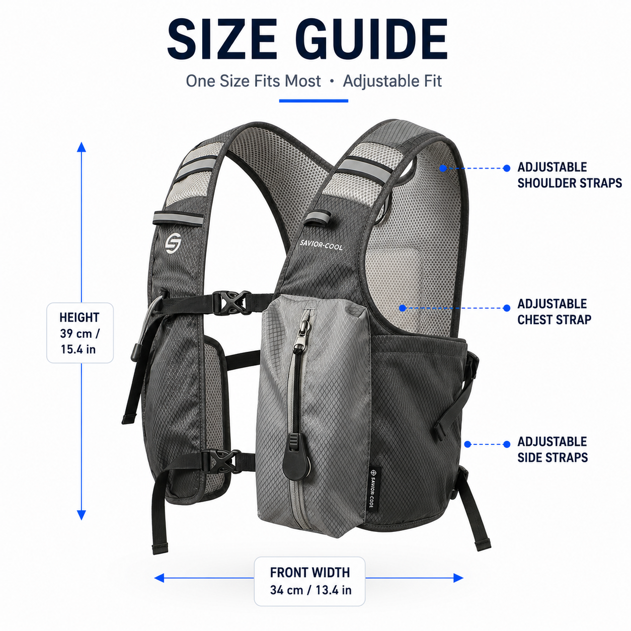 Charcoal Gray 3-Ice-Pack Cooling Hydration Vest Backpack