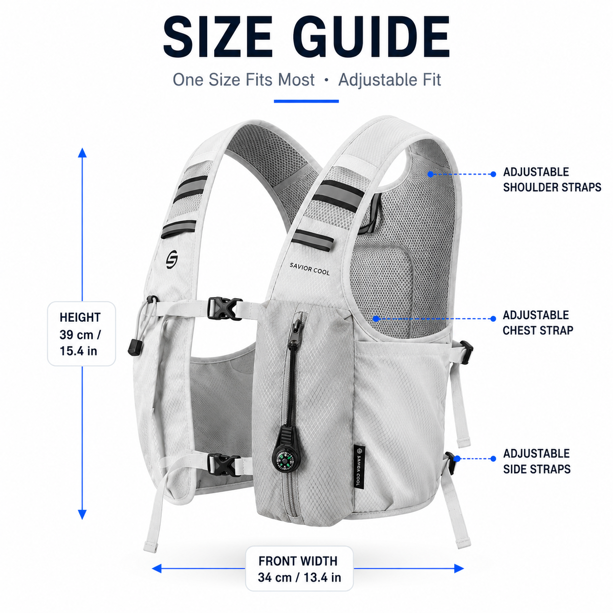 Pearl White 3-Ice-Pack Cooling Hydration Vest Backpack