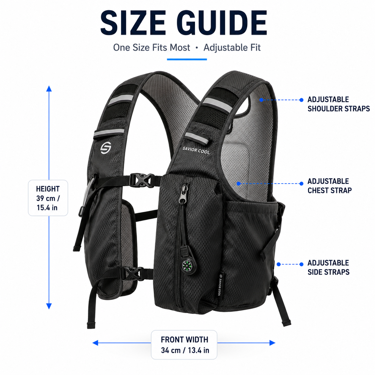 Midnight Black 3-Ice-Pack Cooling Hydration Vest Backpack