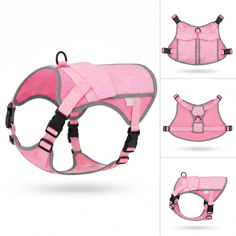 Pink Meadow Cooling Dog Vest detail view