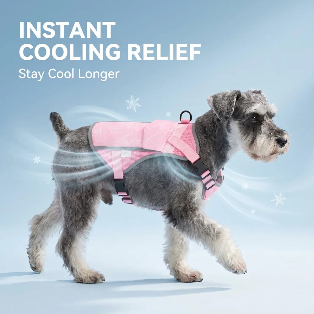 Pink Meadow Cooling Dog Vest detail view