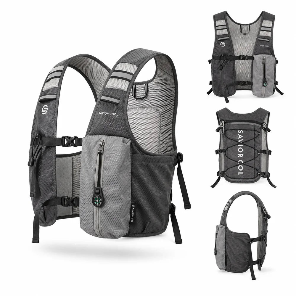 Charcoal Gray 3 Ice Pack Cooling Vest detail view