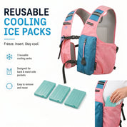 Pink Blue 3 Ice Pack Cooling Vest detail view