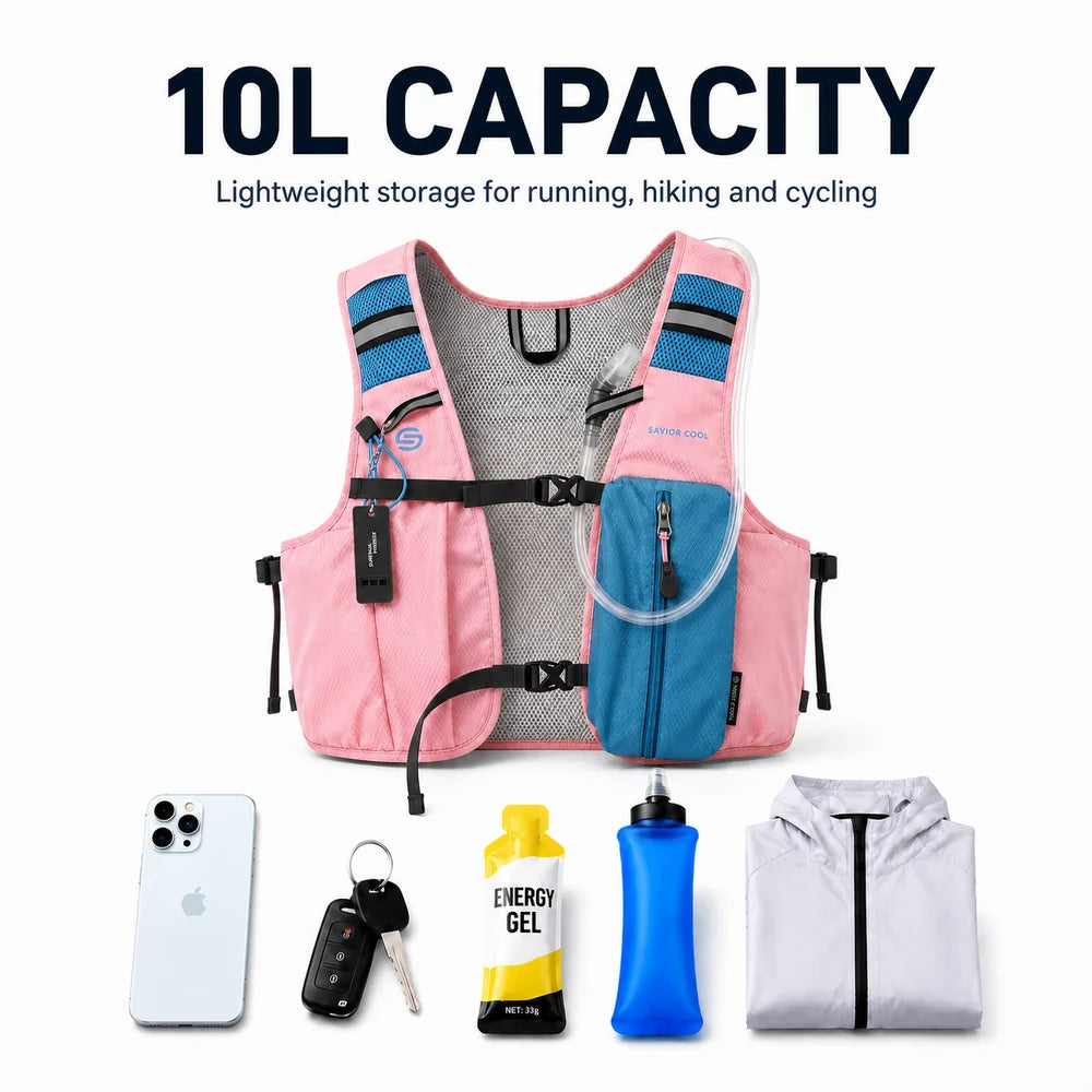 Pink Blue 3 Ice Pack Cooling Vest detail view