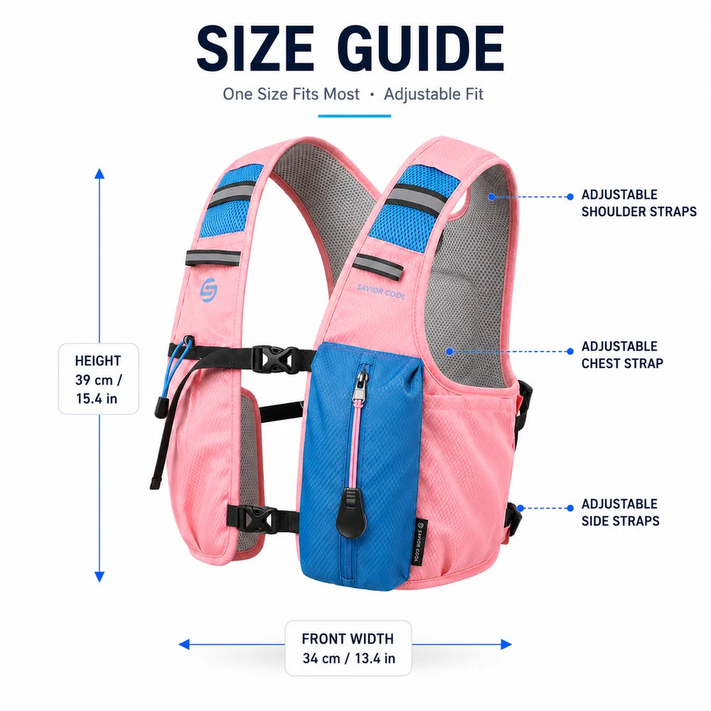 Pink Blue 3 Ice Pack Cooling Vest detail view