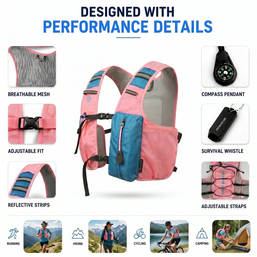 Pink Blue 3 Ice Pack Cooling Vest detail view