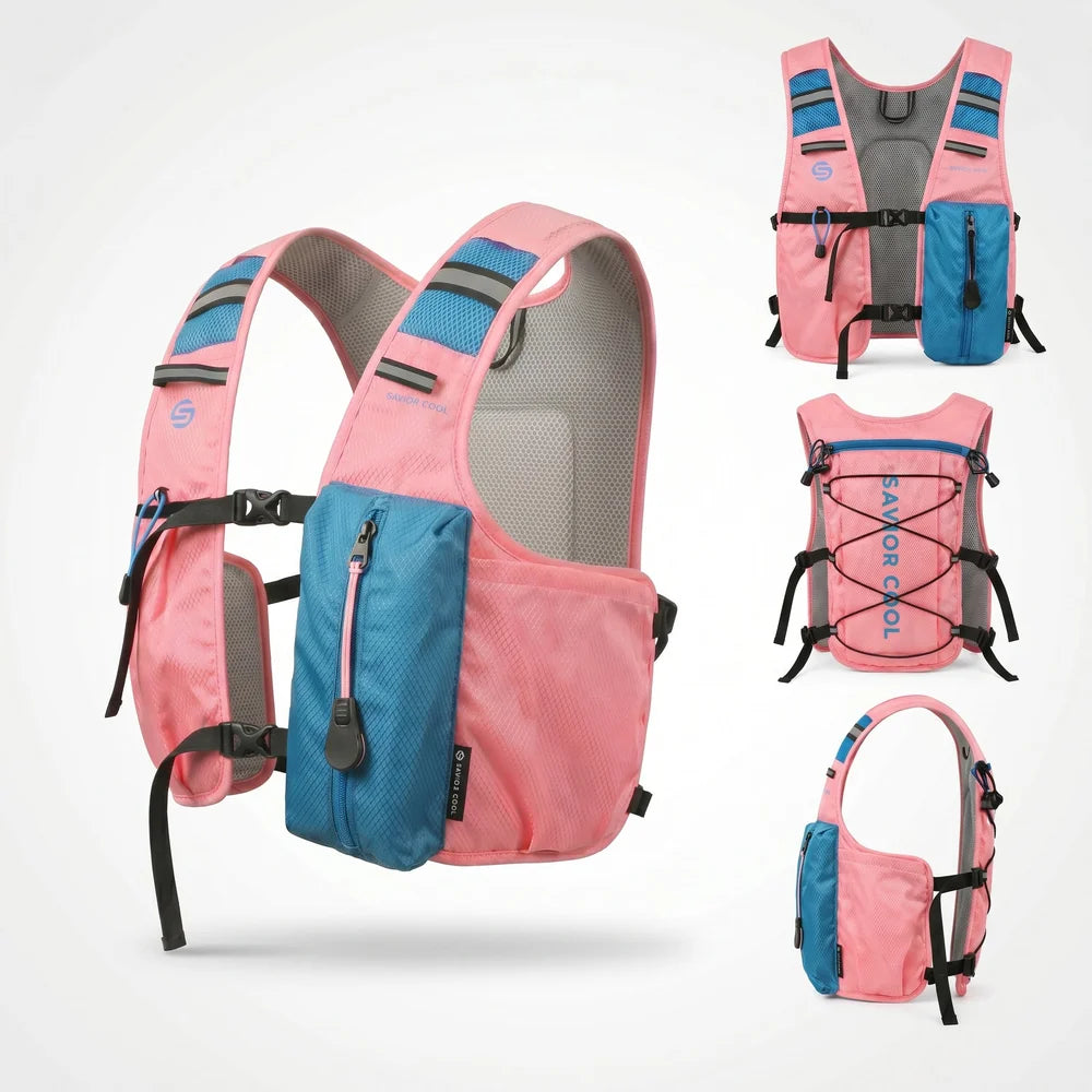 Pink Blue 3 Ice Pack Cooling Vest detail view