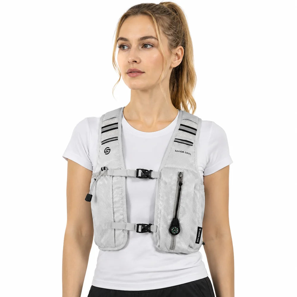 Pearl White 3 Ice Pack Cooling Vest detail view