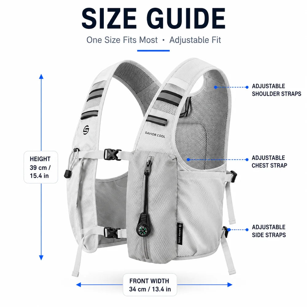 Pearl White 3 Ice Pack Cooling Vest detail view