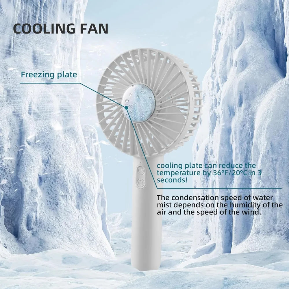 Portable refrigeration handheld fan detail view