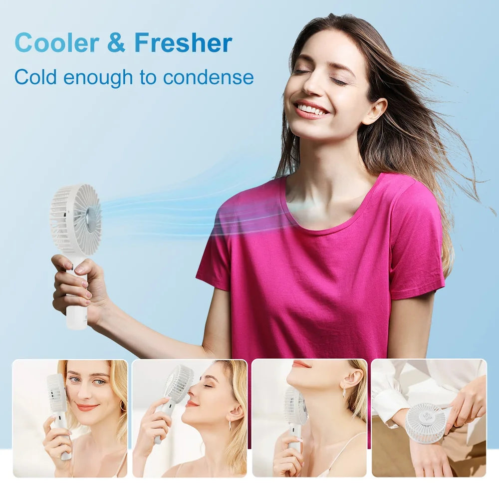 Portable refrigeration handheld fan detail view