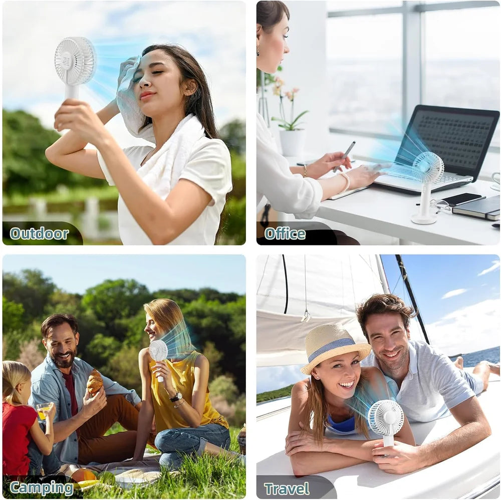 Portable refrigeration handheld fan detail view